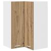 Artisan Oak and White Wall Mounted Corner Cabinet 57 X 57 X 80 Cm