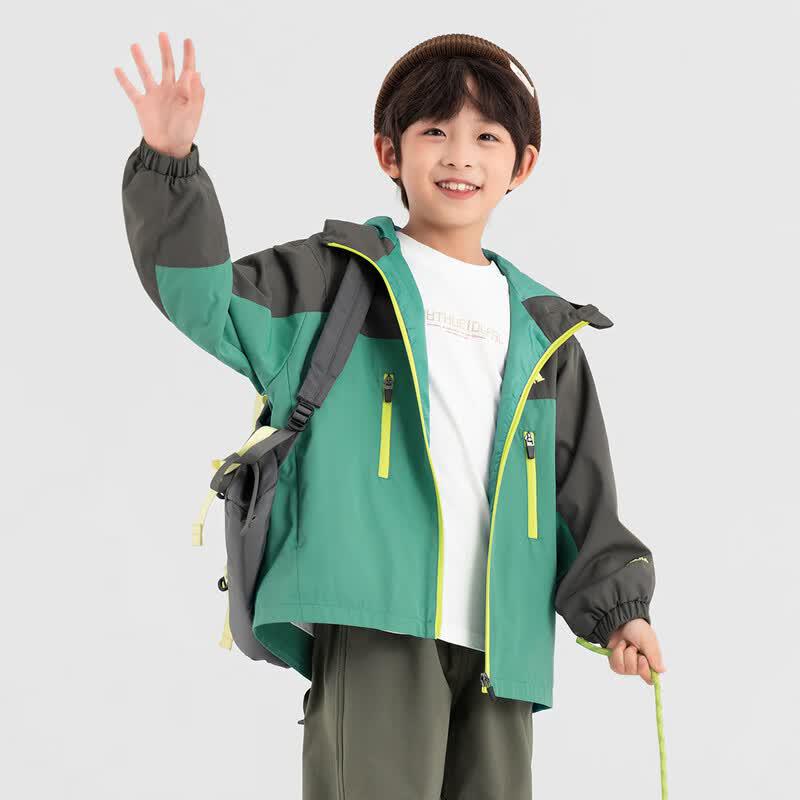 Duoduojia Boys' Color-Block Hooded Outdoor Jacket