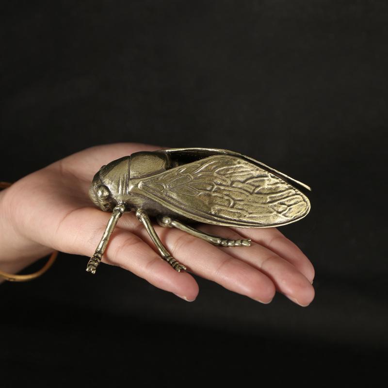 Cicala Ottone Massiccio Animale da Tè Grande Ornamento Per Soggiorno Studio Ufficio