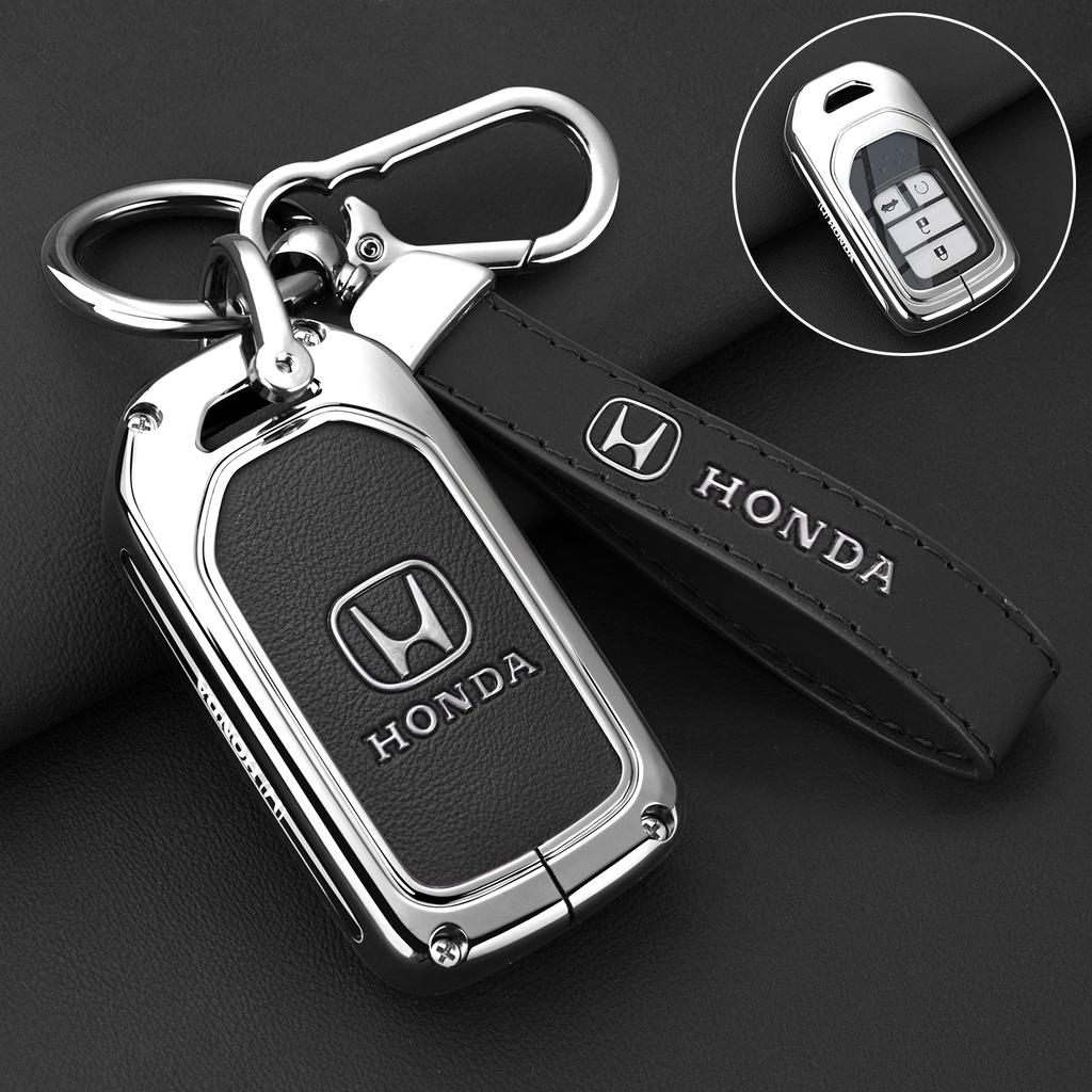 Alloy Leather Car Key Case Fob Cover Shell for Honda 2017 2018 19CRV Pilot Accord Civic Jazz Jade Fit HR-V Freed Accessories