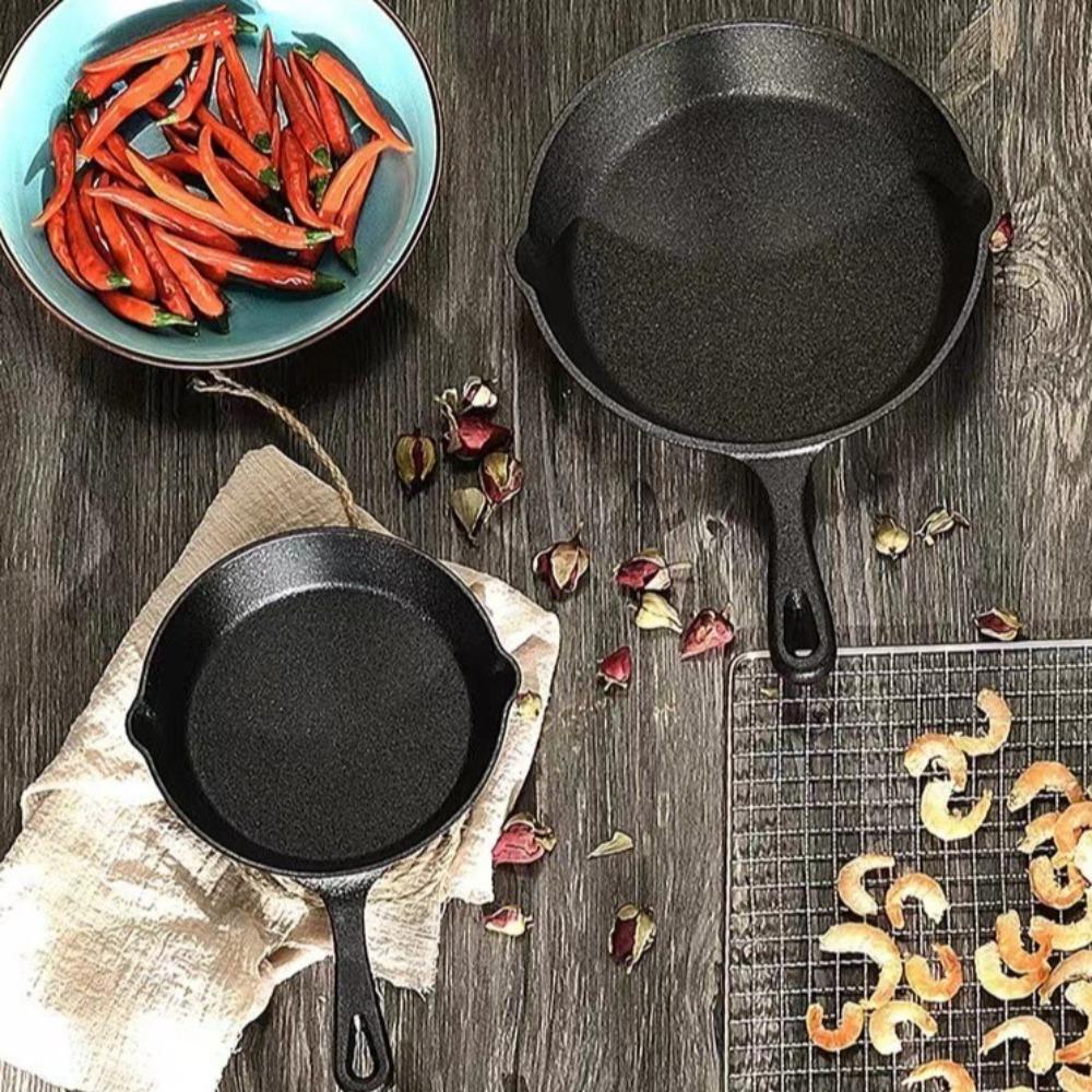 10/14/16/20/26cm Cast Iron Skillet Pre-Seasoned Breakfast Pan Black Mini Omelette Pan  Cooking Eggs