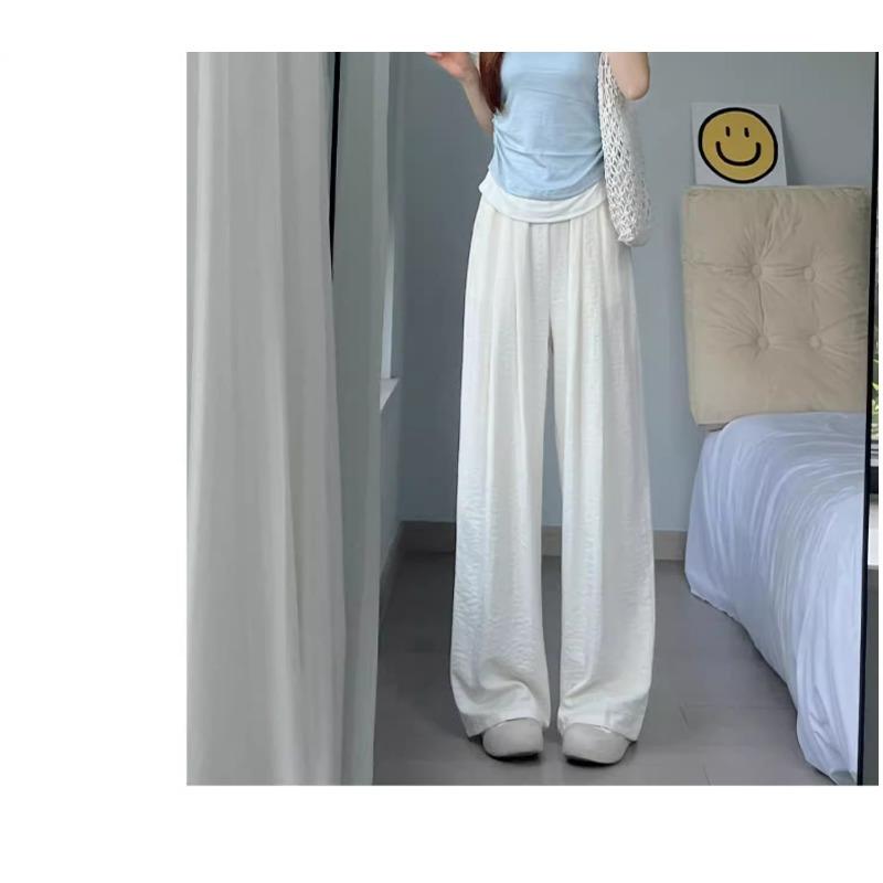 Blue Yamamoto Pants for Women In Spring and Autumn New High-waisted Casual Drooping Small Person Lazy Style Wide-leg Pants