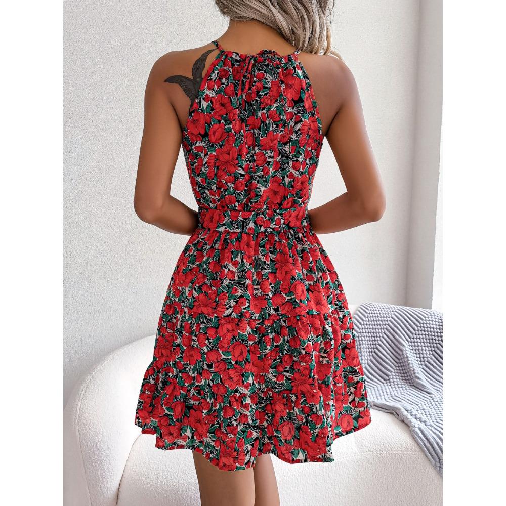 Fashion Women's Floral Dresses Casual Ruffles Big Swing Floral Dresses Holiday Dresses