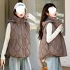 Down cotton vest women's removable hat vest with vest outside, loose coat