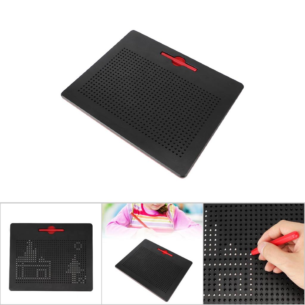714pcs Magnetic Beads Drawing Writing Pad Sketch Board with Pen Kids Educational Toys (Red)