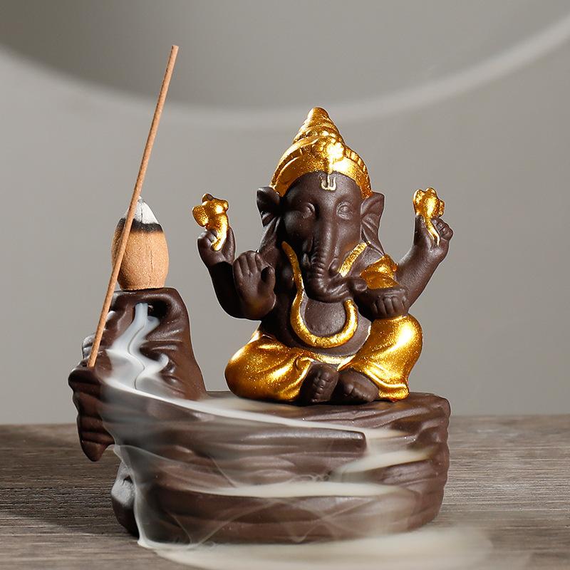 1 Stück, Ganesha Räuchergefäß Elefantengott Emblem Glücksbringende Heimdekoration Räucherstäbchenhalter Schreibtischornament (Ohne Weihrauch)