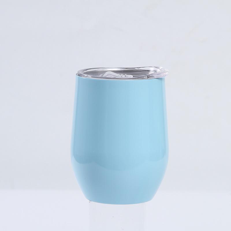 12oz Eierschalenförmiger U-förmiger Edelstahl-Vakuum-Weinbecher mit Bauchdesign