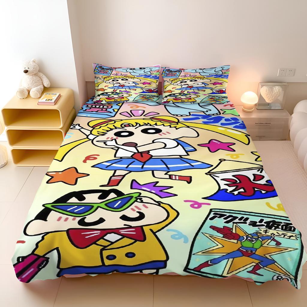 Crayon Shin-chan Children's Bedroom 3-Piece Duvet Cover Set Printed Home Co-Branded Mattress Bedding Set