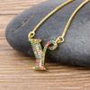 New Arrival Fashion Special Custom Design 26 Initial Letters Necklace Copper CZ Rainbow Pendant Best Family Name Jewelry Gift