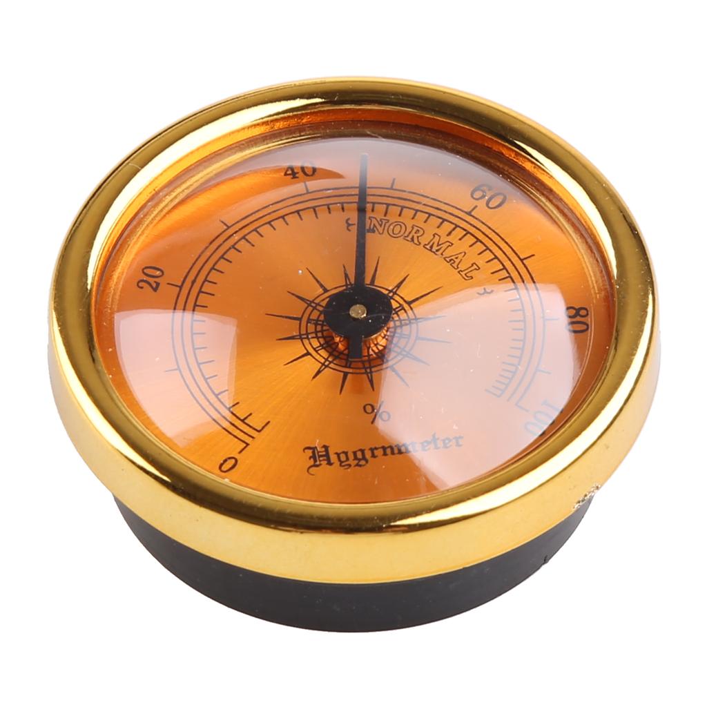 Mini Hygrometer Analog Hygrometer Mechanical Round Hygrometer Humidity Gauge for Cabinet Cans 1.77 Inch ( Gold )