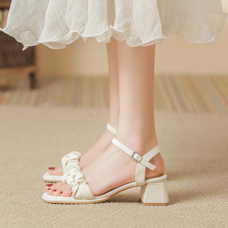 Women's Low Heels Square Open Toe Ankle Strap Shoes Block Chunky Heeled Strappy Sandals Comfortable Summer Wedding Party Dress Pumps Shoes for Women