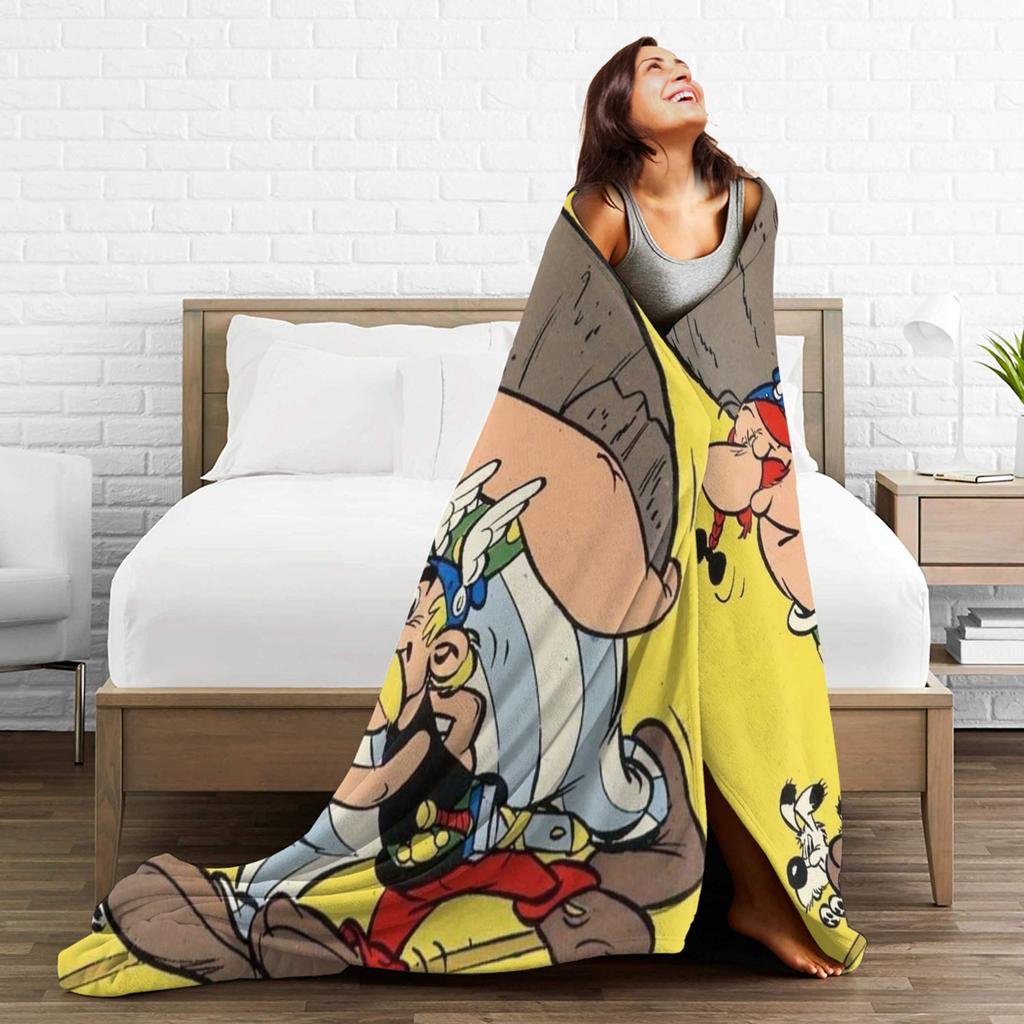 Asterix And Obelix Flannel Blanket Warm Soft Throw Blanket for Living Room Picnic Street Trend Bedspread Sofa Bed Cover
