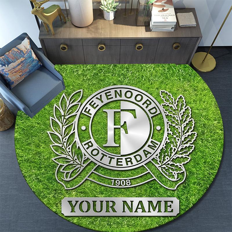 Custom Name Feyenoord Rotterdam2 Round Area Rug,Carpet Rug for Living Room Bedroom Sofa Playroom Decor,Non-slip Floor Mat