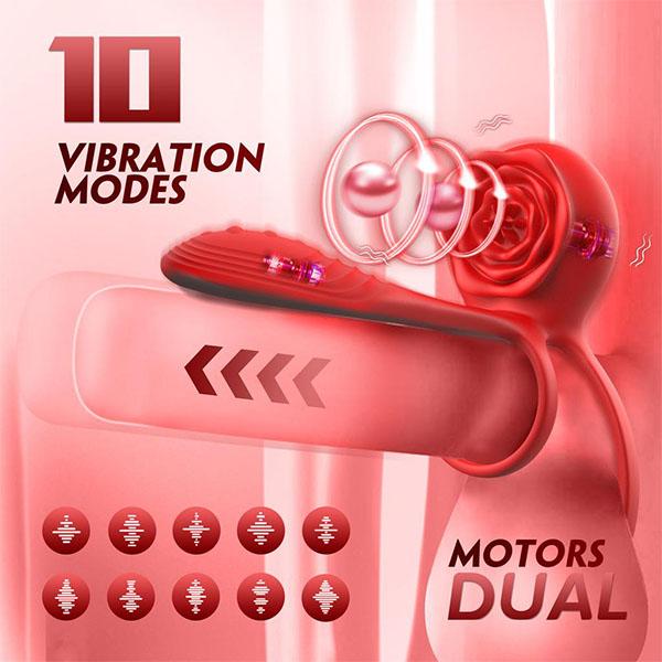 Rose Cock Ring Vibrator Penis Sleeve Sucking Stimulator APP Remote Control,G Spot Clitoral Vibrator Adult Erotic Products