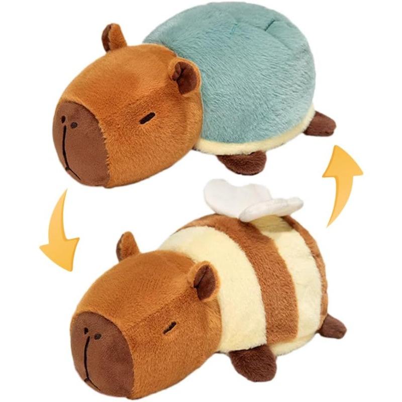 

25/35 см Капибара плюшевая двусторонняя мягкая игрушка аллигатор, 2 в 1 милая Капибара трансформер крокодил плюшевая игрушка Рождество для девочек детей 25cm чёрный