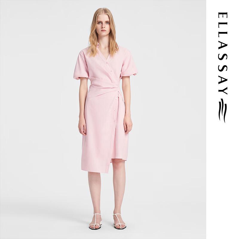 

ELLASSAY Women s Dopamine Pink Mid-length Shirt Dress S