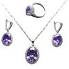 European-American Zircon Jewelry Set: Ring, Necklace, Earrings - Three-Piece Inlaid Zircon Collection