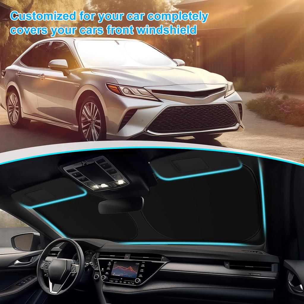 Car Windshield Sun Shade Compatible with 2024 2023 2022 2021 2020 2019 2018 Camry LE XLE Hybrid SE XSE Sedan Accessories 2024 Upgrade Foldable