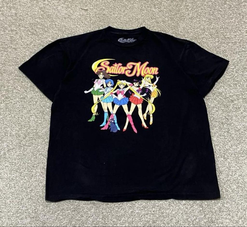 [USED] Sailor Moon T-shirt, Black, Five Warriors, Luna, Size L
