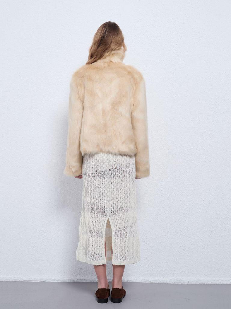 Women's 2025 Eco-friendly Faux Fur Stand-up Collar Coat - Autumn/Winter Fashion