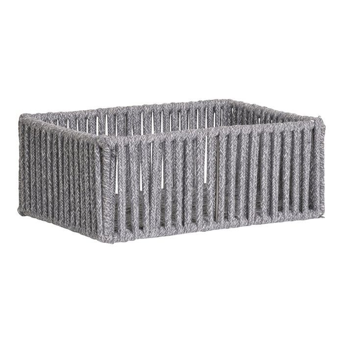 3 paniers en coton et métal gris