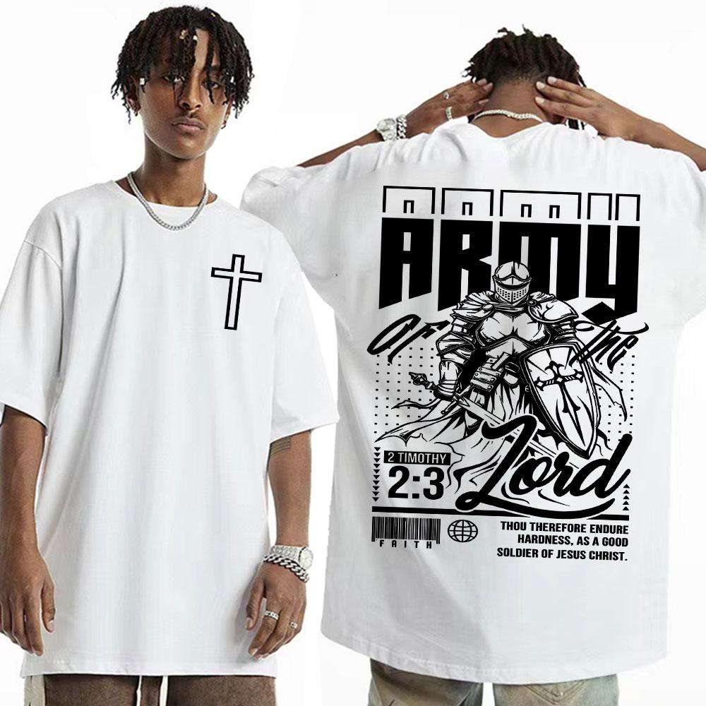 Army of The Lord Bible Verse T Shirt Armor of God Aesthetic Christian T Shirts Men Women Fashion Loose Cozy High Quality T-shirt