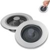 Pack of 2 Kitchen Sink Plugs, Universal Drain Strainer, Kitchen Sink, Faucet Stopper, Pop-Up Floor Drain Filter Made of Stainless Steel for Sink Bore