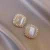 Luxury Korean Geometric Cat's Eye Stone Rhinestone Stud Earrings for Women - High-Class, Stylish, Cool Personality