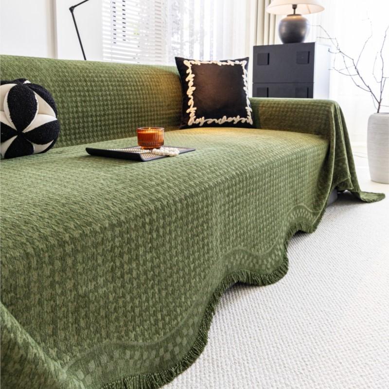 All-Season Universal Minimalist Modern Anti-Cat Scratch Non-Slip Washable Couch Cover Soft Mats  Chenille Sofa Throw Cover