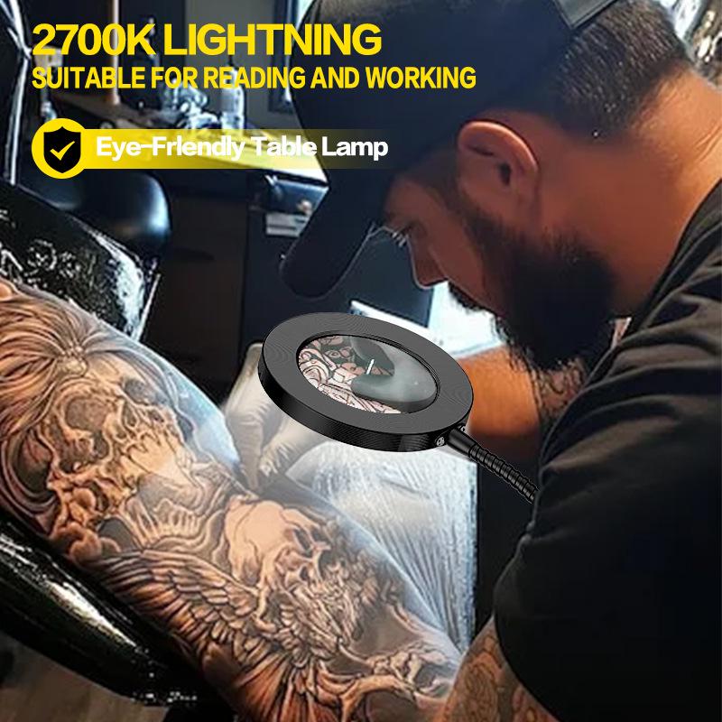 4.5" Clip-On Magnifying Desk Lamp with Ring Light for Nail Art, Beauty, and Tattoos