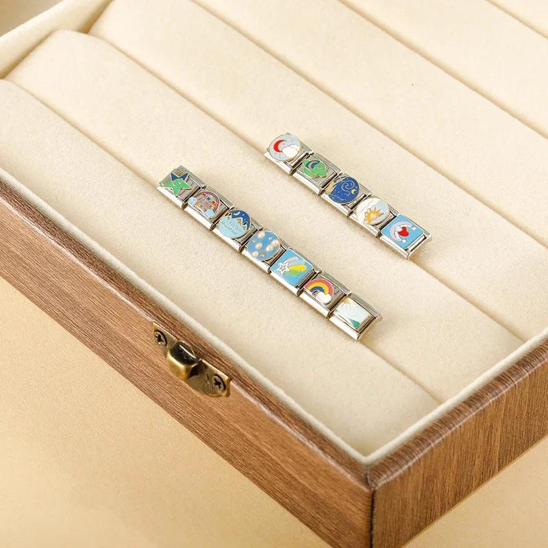 New 2024 Fashion Star Rainbow Landscape Charm Italian Links Fit 9mm Bracelet Stainless Steel Making DIY Jewelry DJ769