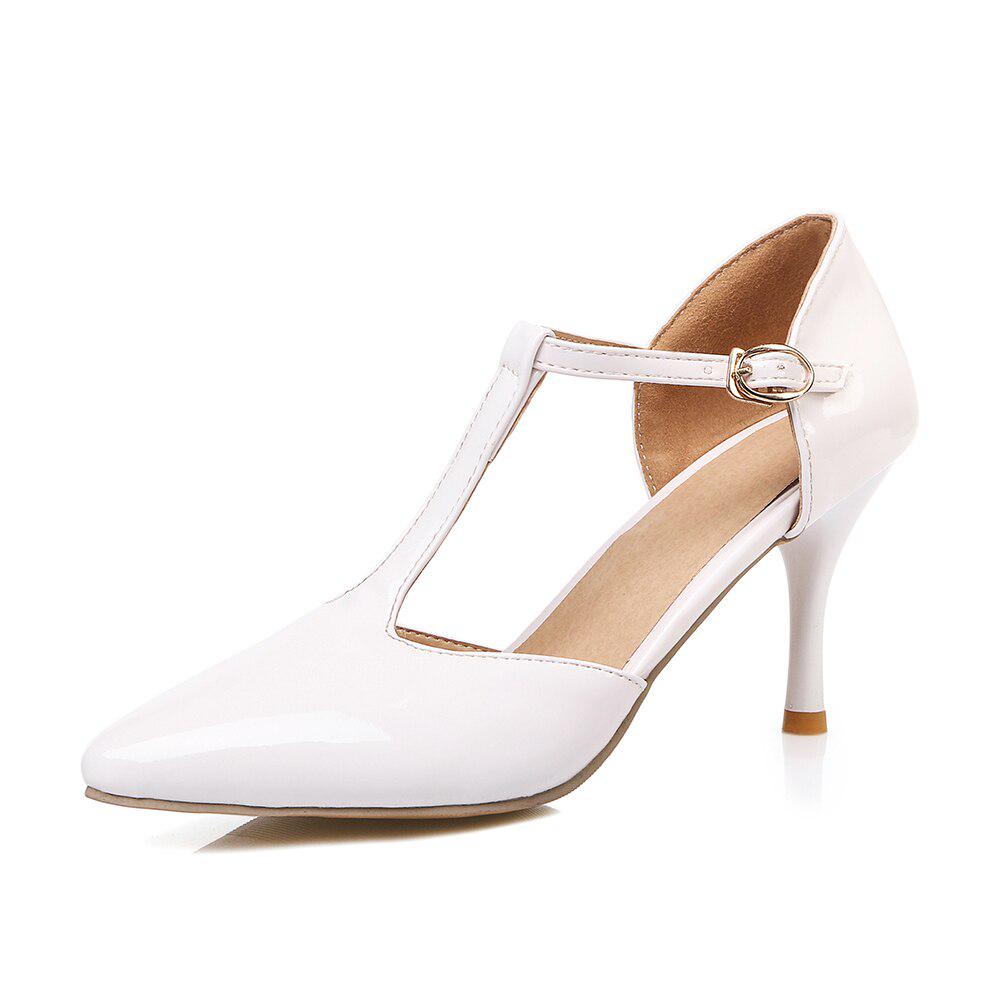 T veida siksniņas T-kurpes sānos dobi smails purngals vienvietīgi apavi lakādas augsti papēži