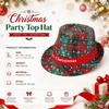 Plaid Christmas Fedora Hat Printed Dress Up Narrow Brim Top Hat Costume Accessories Snowflake Panama Cowboy Hats Men Women