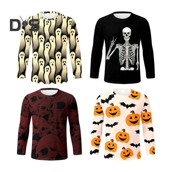 Pánské topy Halloween 3D tisk Tričko s kulatým výstřihem a dlouhým rukávem Tričko Běžný střih Běžný střih Tričko Běžné oblečení Street Party