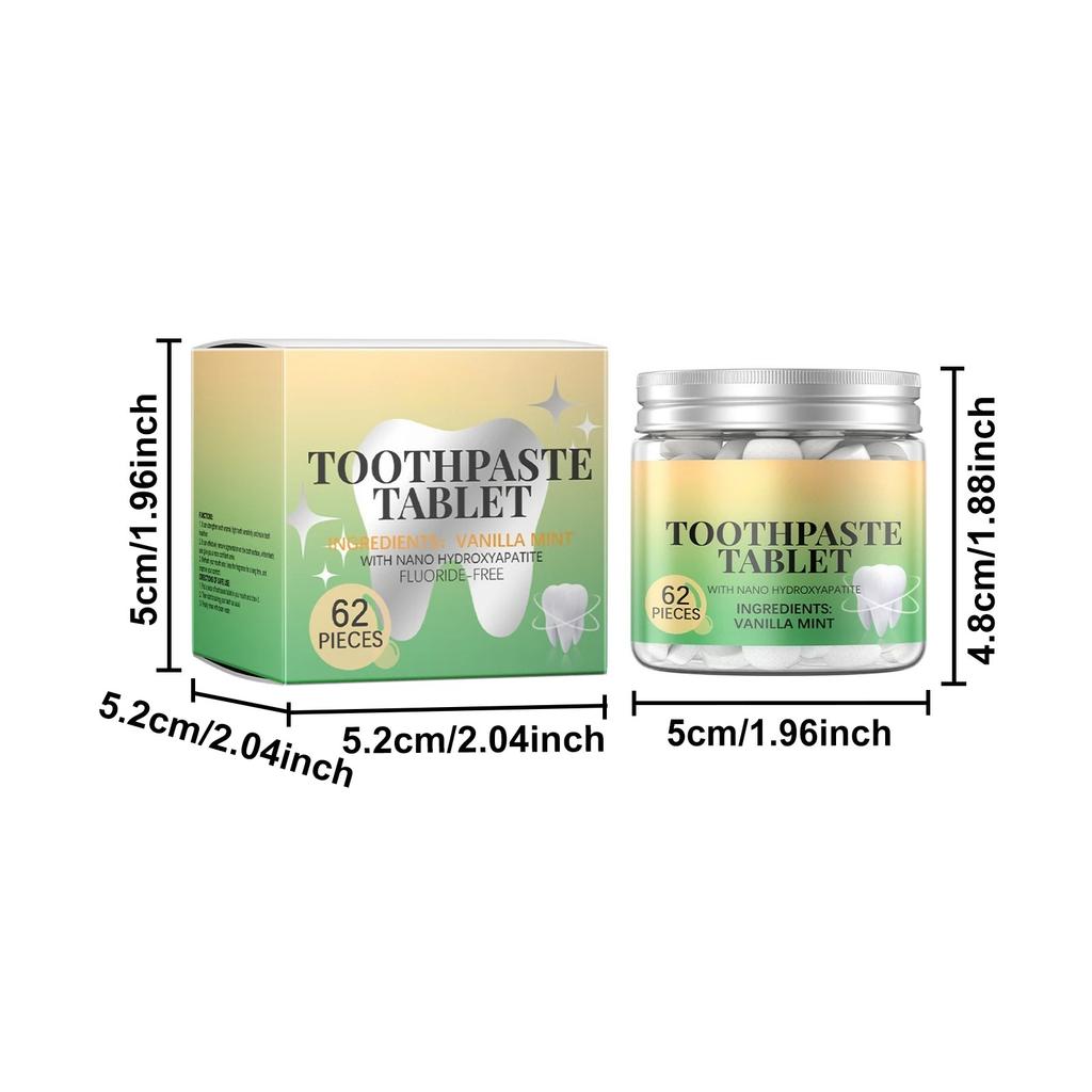 Vanilla Mint Toothpaste Tablets Deep Clean Teeth Stains Yellow Teeth Tartar Fresher Breath Portable Tooth Cleaning Tablets