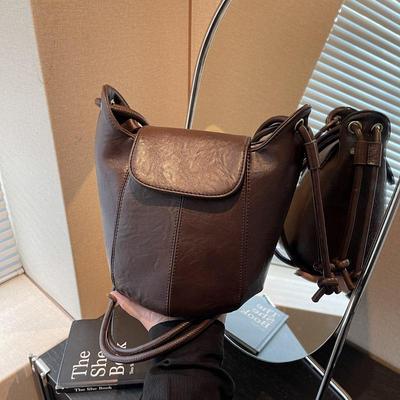 Trendige Retro Kürbis Eimertasche: Weiches Leder, Modisch, Vielseitig, Hochwertiges Schulter-/Crossbody-Design