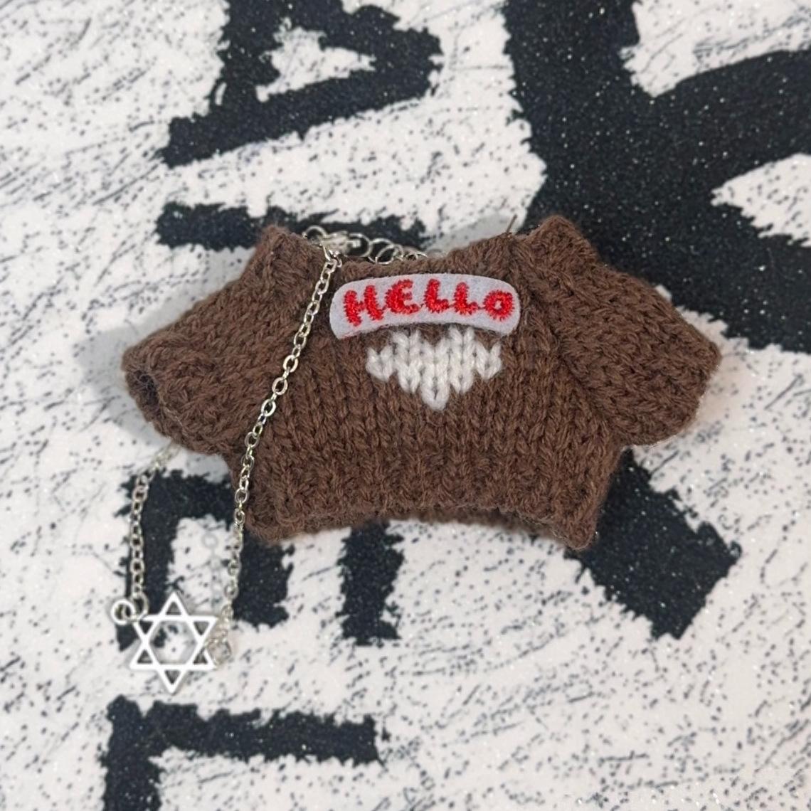 Labubu Mini Plush Toy with Heart Sweater & Headphones - Doll Accessories 4th Gen Mini Wearable [Doll not included]