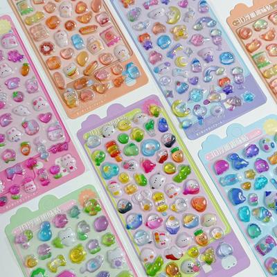 Kawaii Cartoon 3D Relief Sticker Cute Crystal Jelly Patch for Mobile Phone Case Mirror Scrapbook Journal Animal Deco