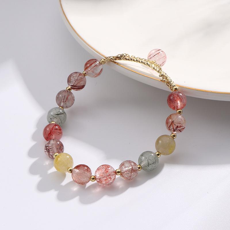 Sweet Summer Multi-Color Rutilated Quartz Bracelet | Vibrant Energy & Luck Attraction Jewelry | Joyful Holiday Gift for Her