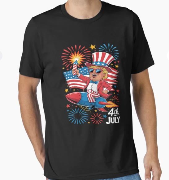 TRUMP Happy 4th Of July Trump American T-Shirt M