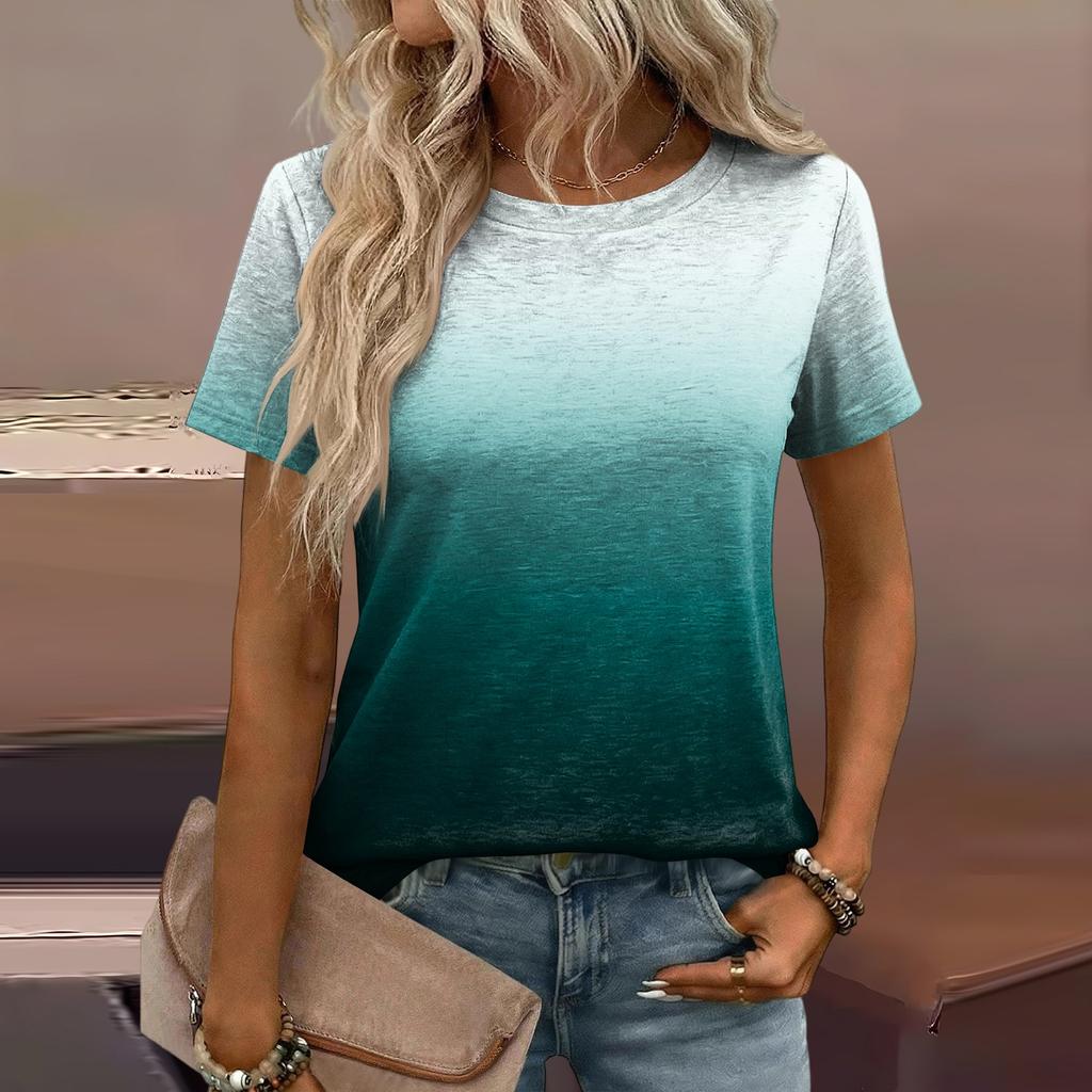 Damen Mode Lässiges Bedrucktes T-Shirt mit Lockerer Passform