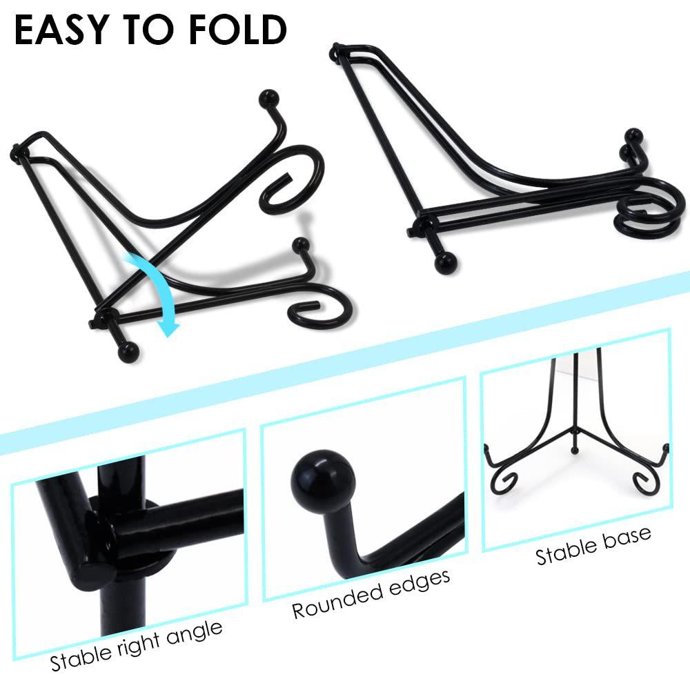 Iron Display Stand Metal Easel Stand for Picture Frame Decorative Plate Book Photo Anti-Slip Display Dish Rack Shelf Home Decor
