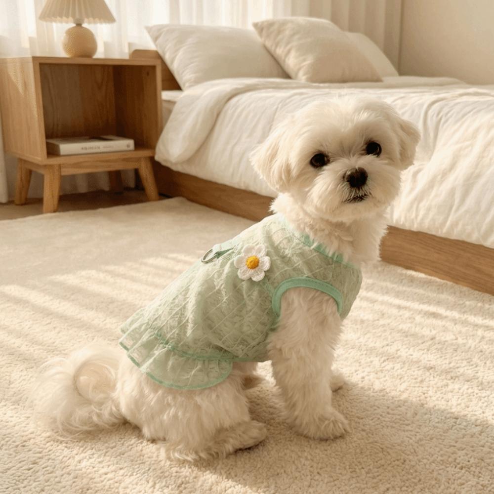 Ultra-thin Cooling Dog Vest Flying Sleeves Pet Floral Skirt Sun Protection Vest  Summer Season