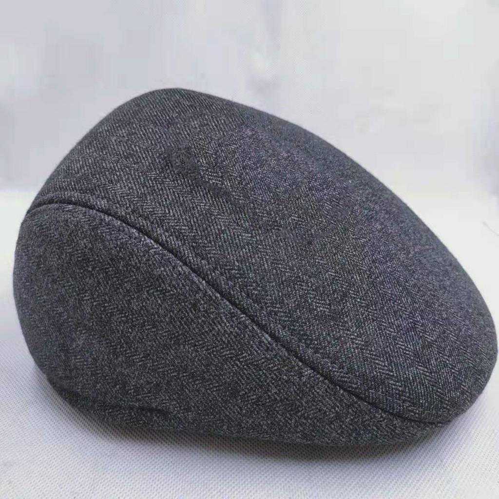 Senior Men Wool Felt Cap With Ear Flap Chinese Style For Cold Season Wear L