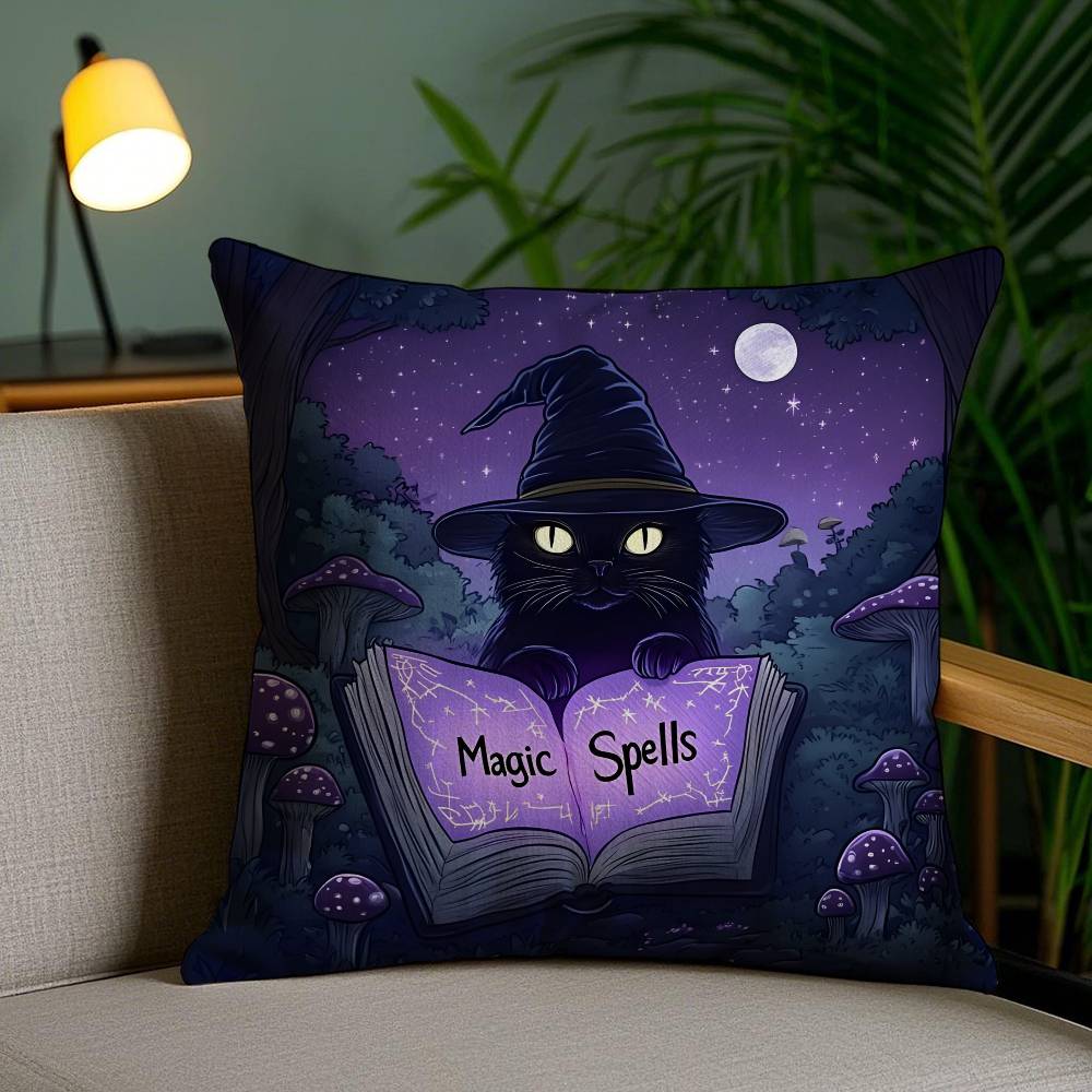 

Halloween Cute Purple Cat Pillow Case Antidustmite Invisible zipper Sofa Bed 30X30cm