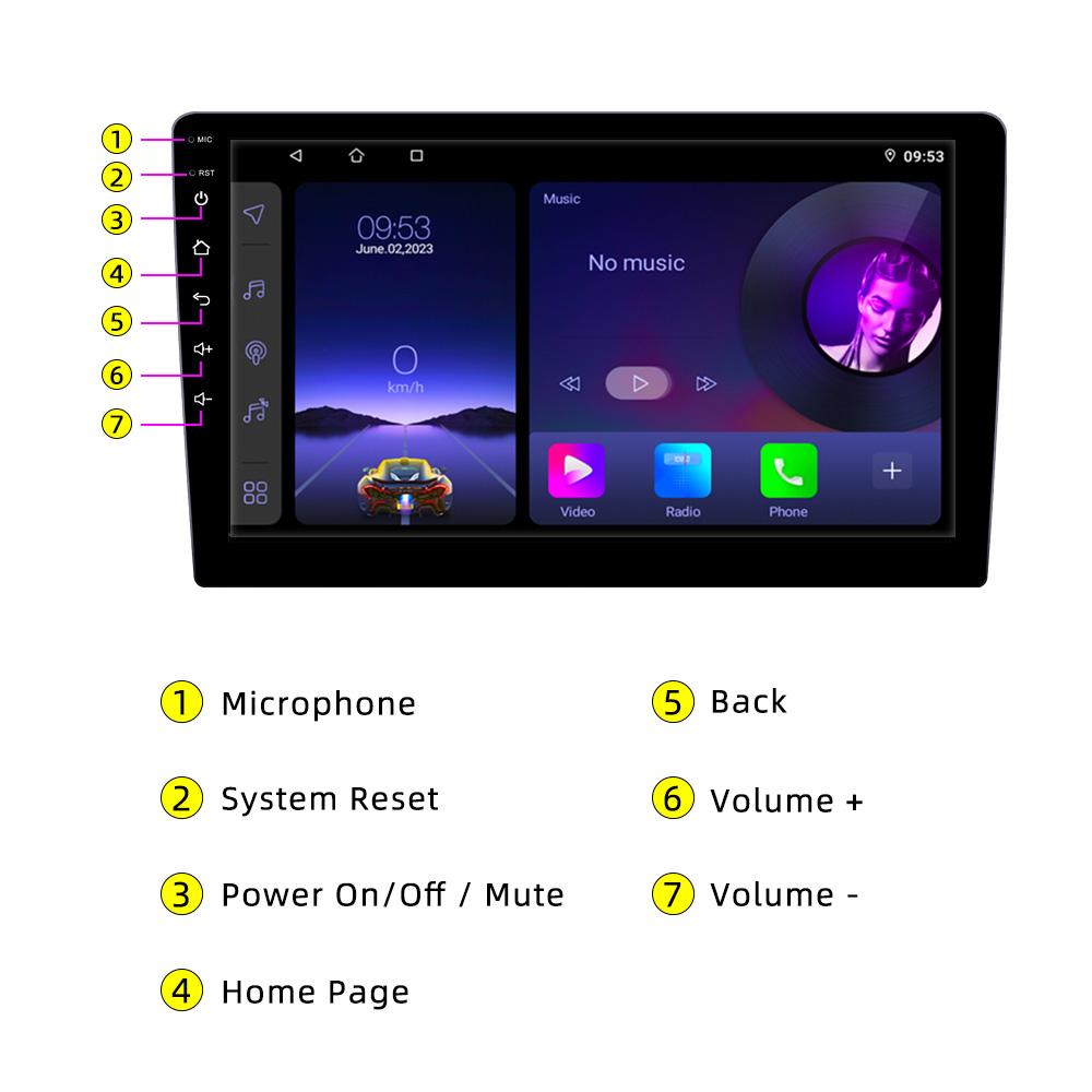 Reakosound 1 Din 9"/10.1" Inch Andriod Car Radio Multimedia Player Bluetooth GPS Navigation WIFI DSP FM Support Carplay