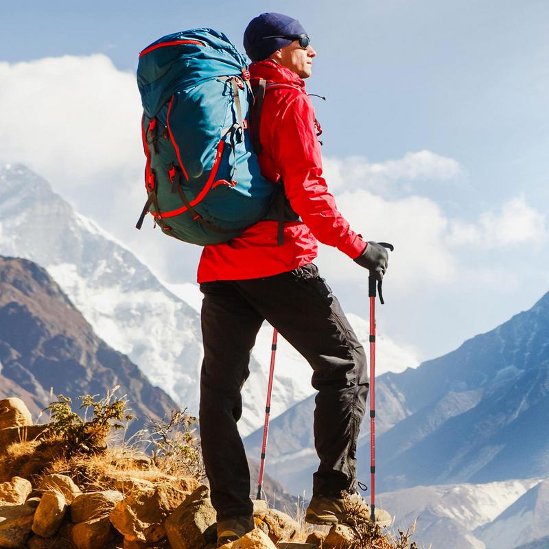 T-handle Trekking Poles Aluminum Alloy Four-section CollapsibleTelescopic Sticks Lightweight Walking Climbing Stick For Outdoor