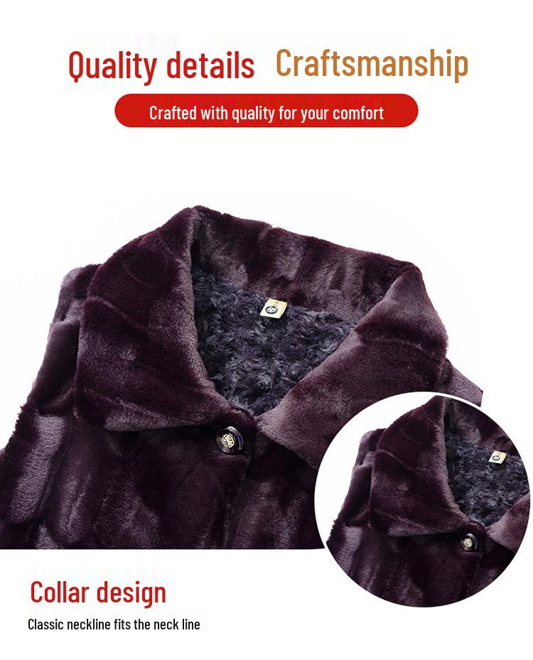 Women's Plus Velvet Faux Mink Fur Vest - Warm, Thickened Cape for Middle-Aged and Elderly Moms