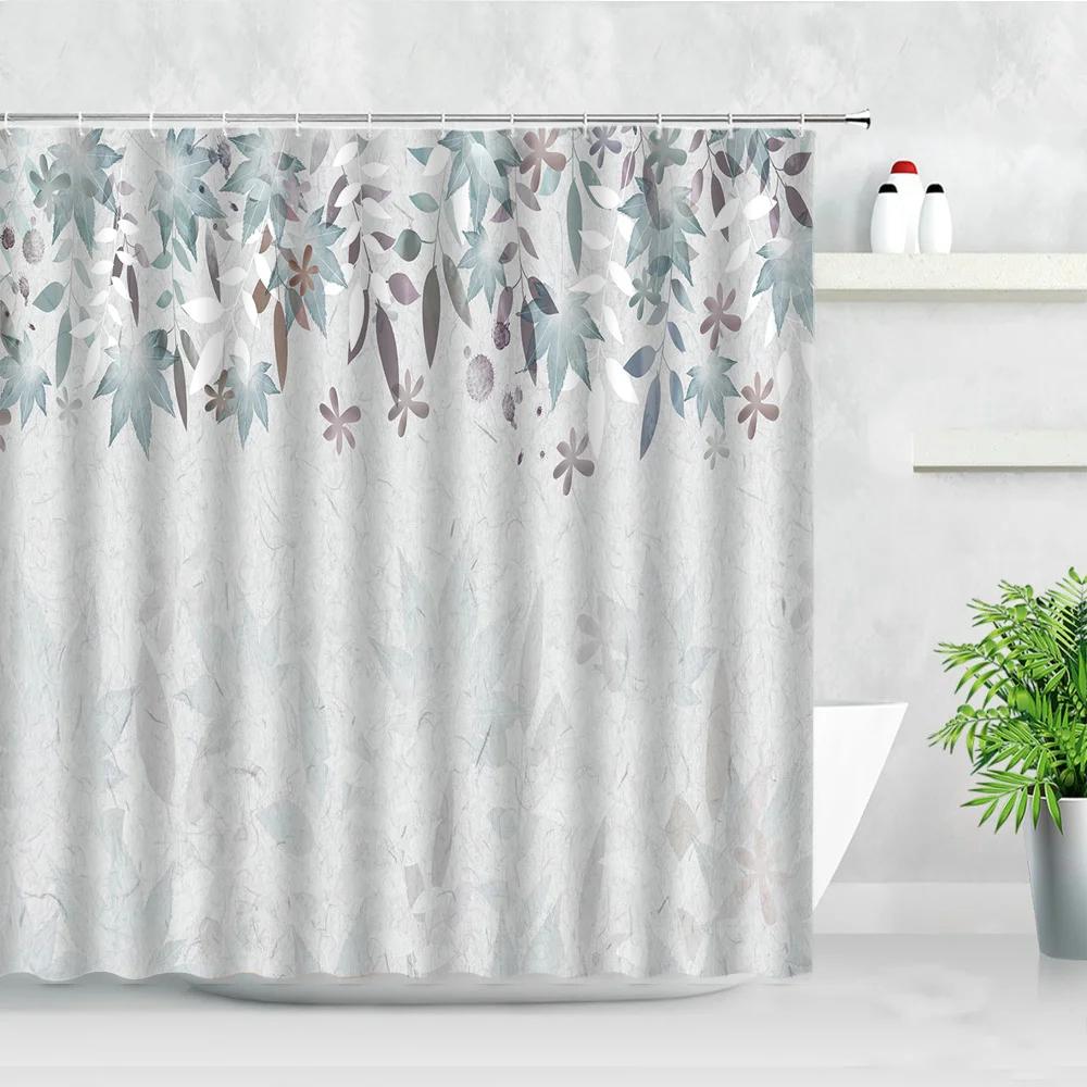 Purple Floral Shower Curtains Waterproof Bath Screen Wisteria Flower Butterfly Lavender Bathtub Decor Bathroom Curtain Baño