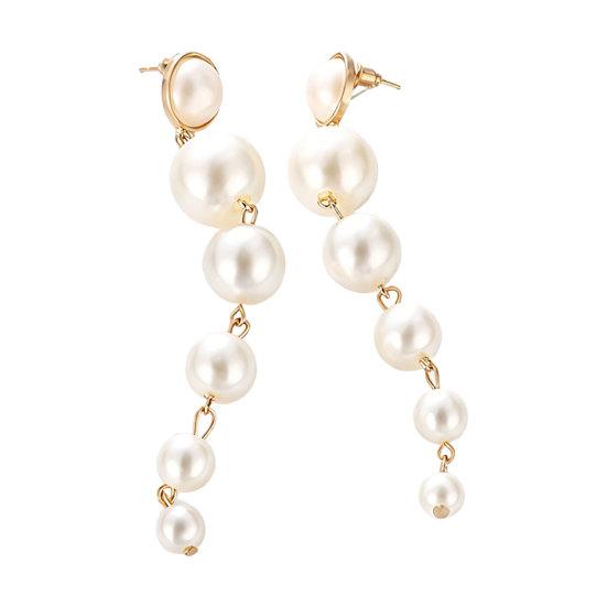 1 Pair Women Earrings, Imitation Pearls Long Earrings, French Style Long Drop Earrings, Lightweight Natural Earrings for Jewelry Gift